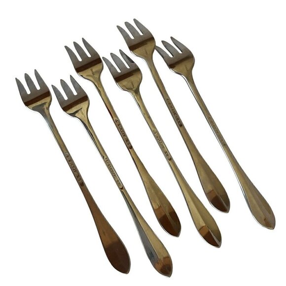 Lot 6 Gorham Silver Stainless 18/8 Meredith Seafood Cocktail Forks Discontinued - Picture 3 of 8